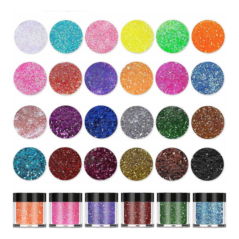 GENERICO - Glitter Para Resina Uv 24 Colores Aros Llaveros Colgante
