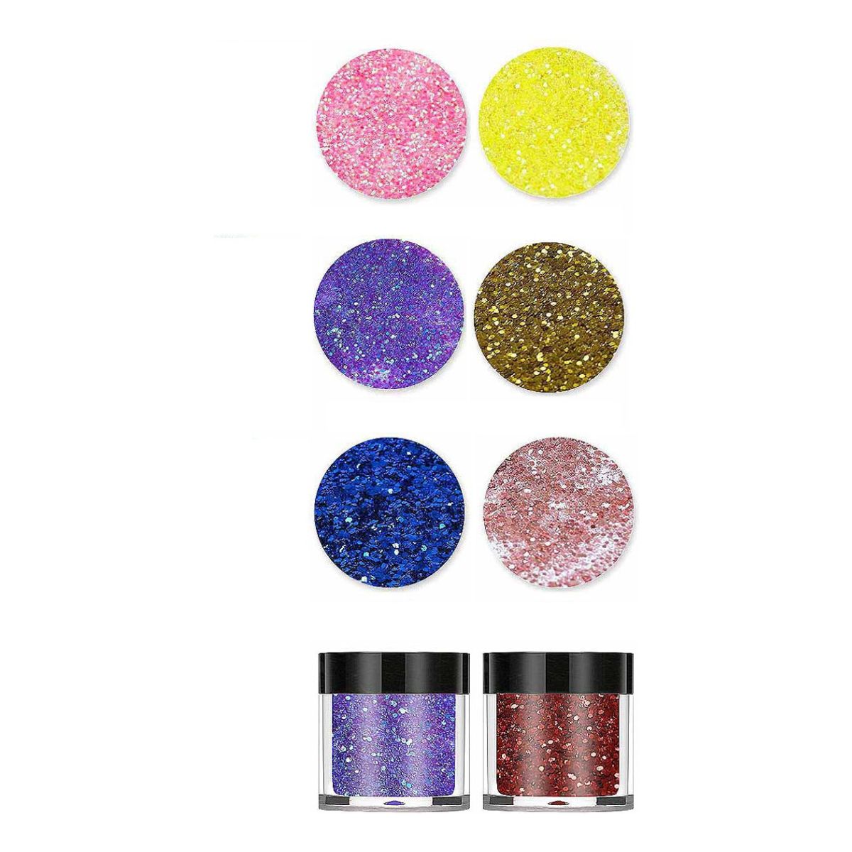 GENERICO - 6 Lentejuelas Glitter Purpurina Decoración Uñas Ojos Cuerpo