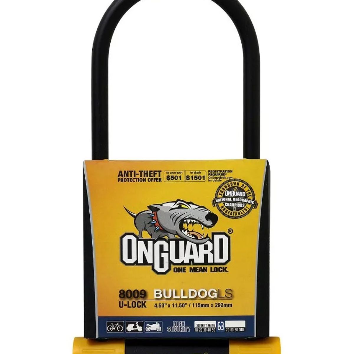 GENERICO - Candado Bicicleta U On Guard Acero 292 X 115 Mm Bulldog 13mm