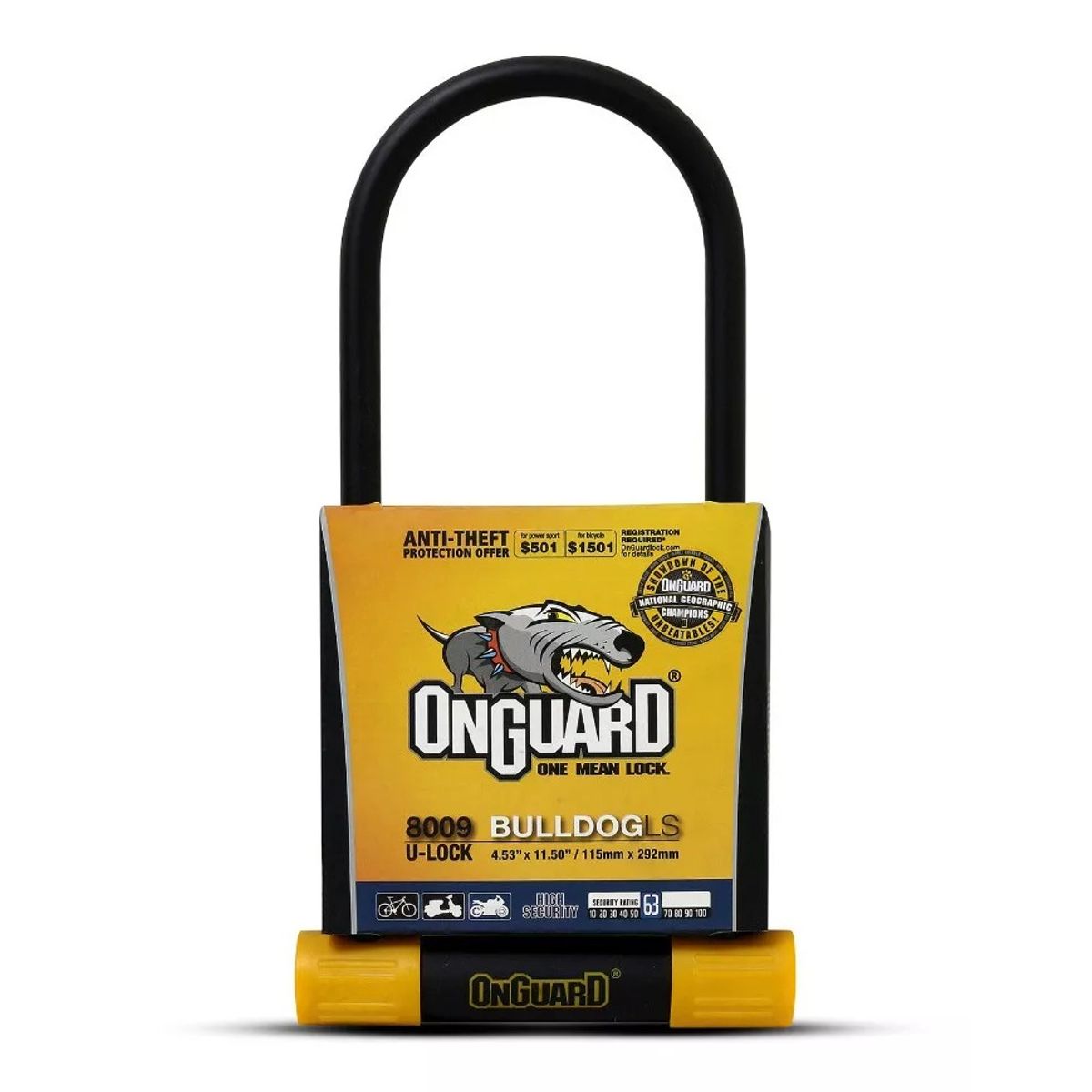GENERICO - Candado Bicicleta U On Guard Acero 292 X 115 Mm Bulldog 13mm