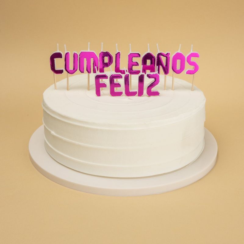 GENERICO - VELA FELIZ CUMPLEAOS HOLO FUCSIA X1UNI