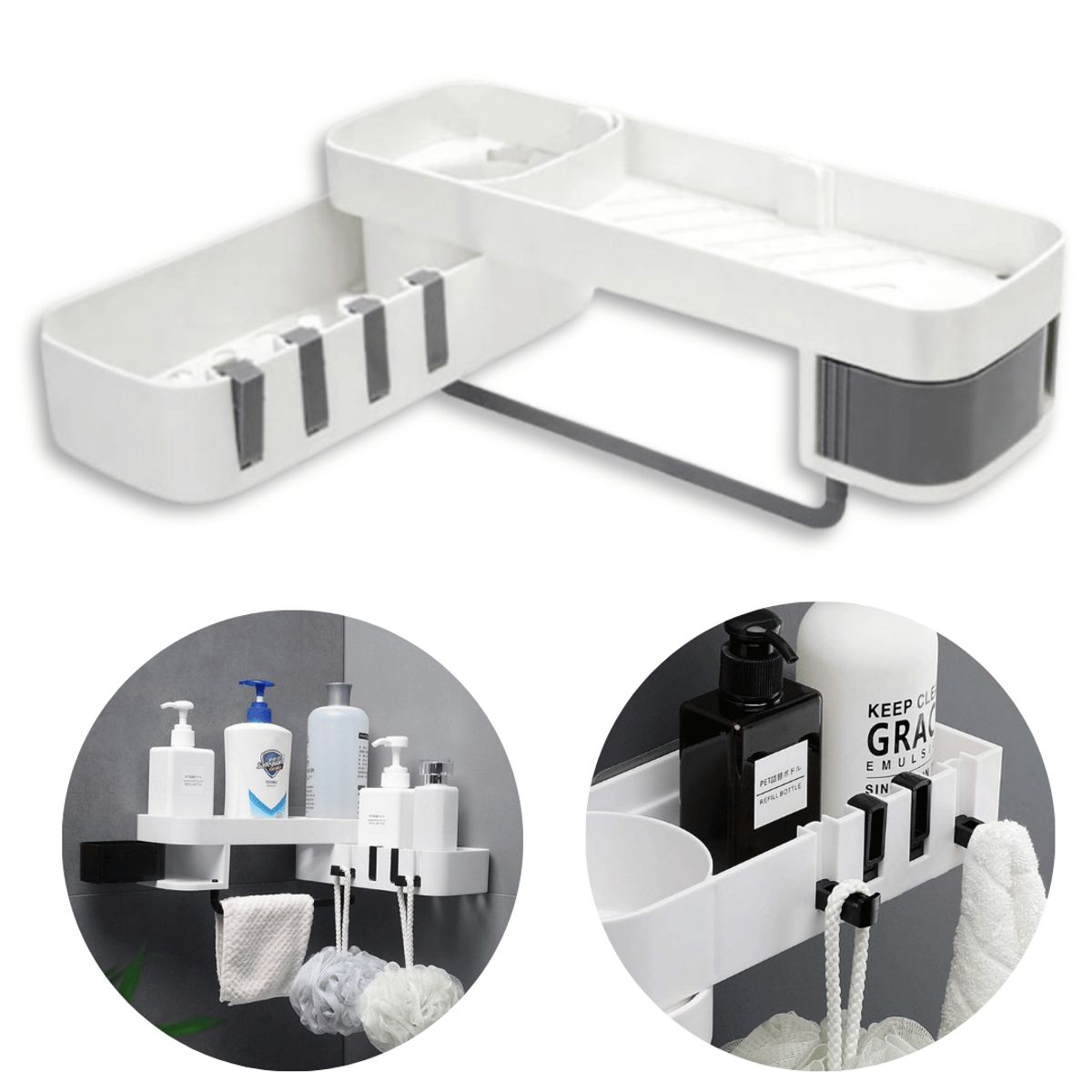 LINE - Organizador Esquinero Ajustable Multiuso para Baño y Cocina