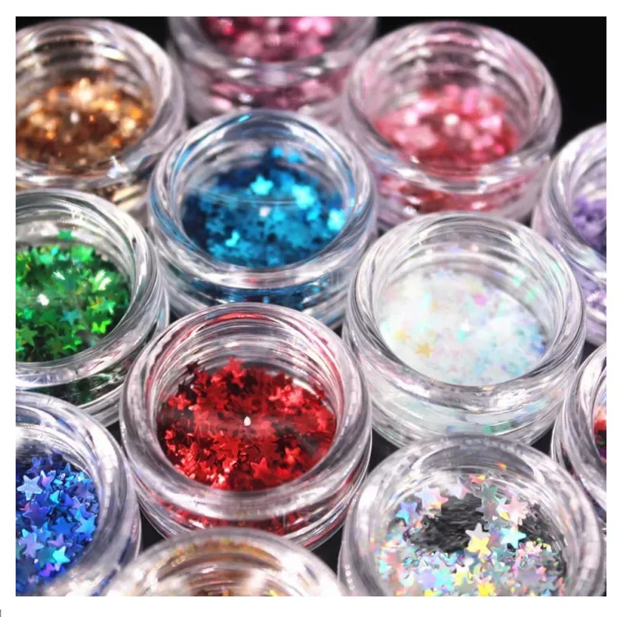 GENERICO - Set 14 Estrellas Flake Holográficas Uñas Ojos Cuerpo
