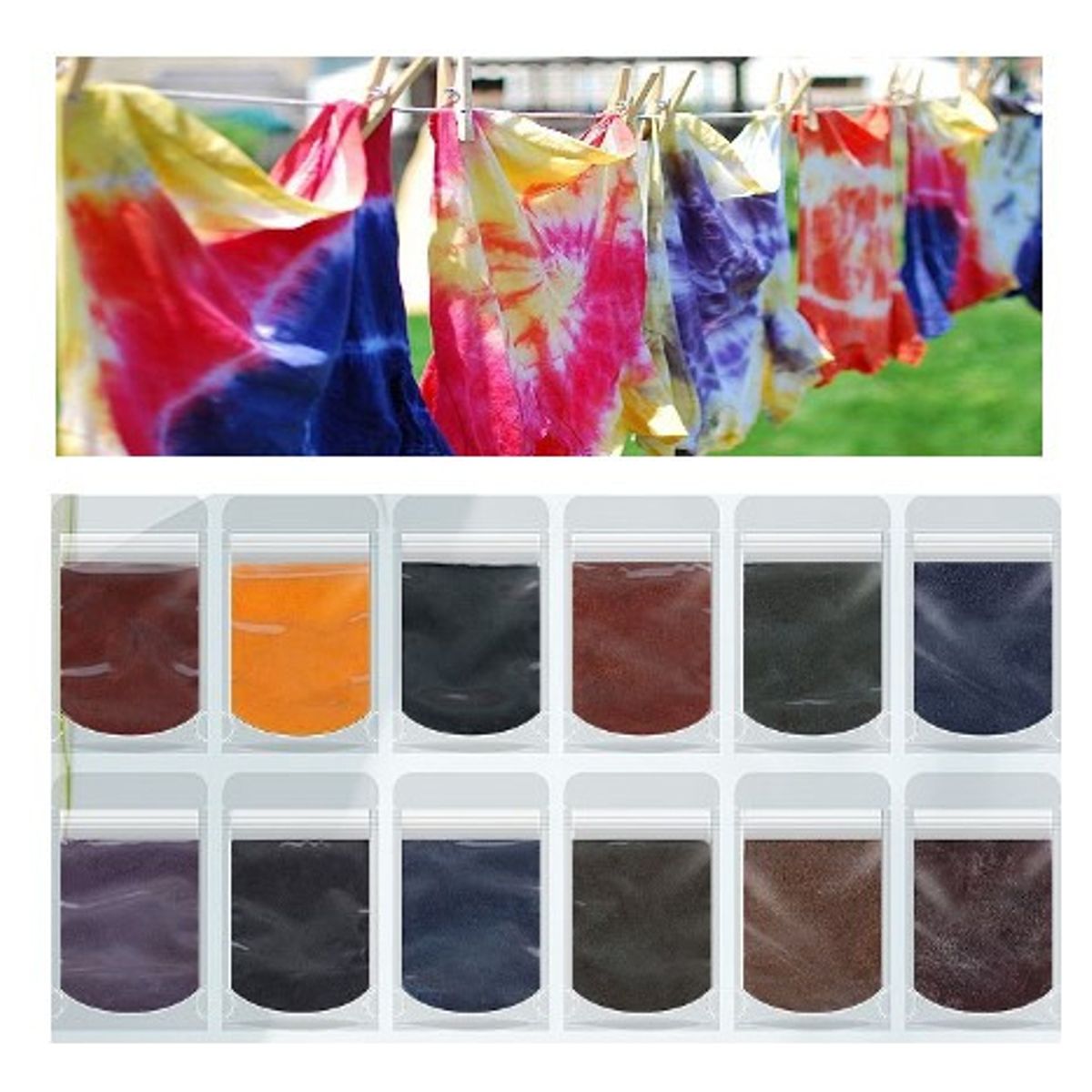 GENERICO - Anilinas Tie Dye 12 Colores 10gr Cu Teñido Colores Vivos