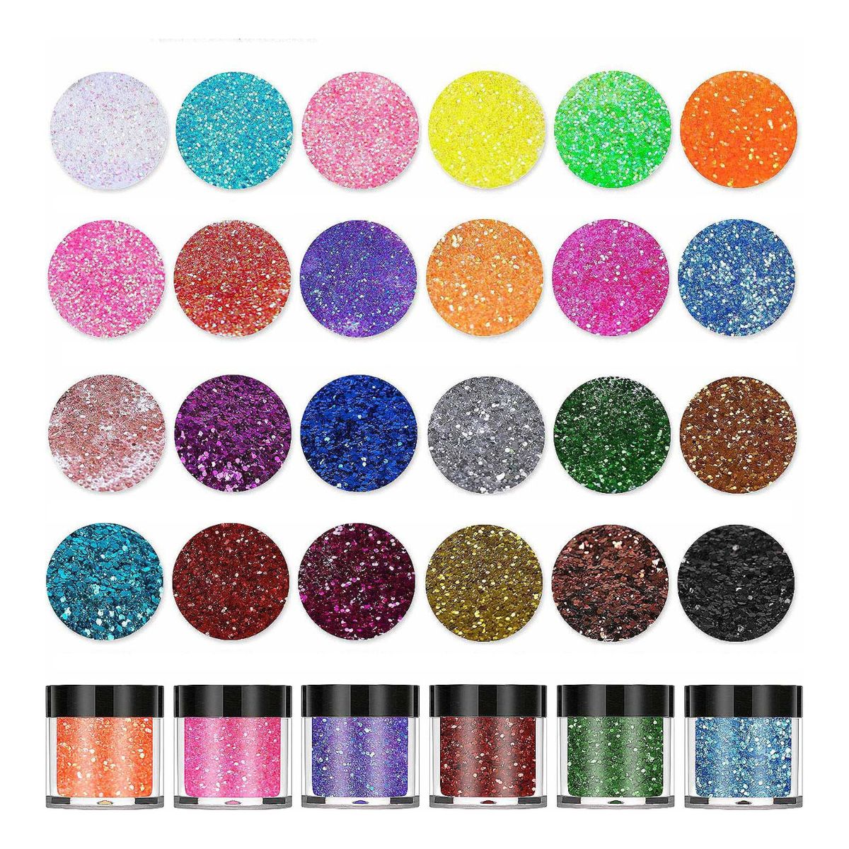 GENERICO - 24 Lentejuelas Glitter Purpurina Decoración Uñas Ojos Cuerpo