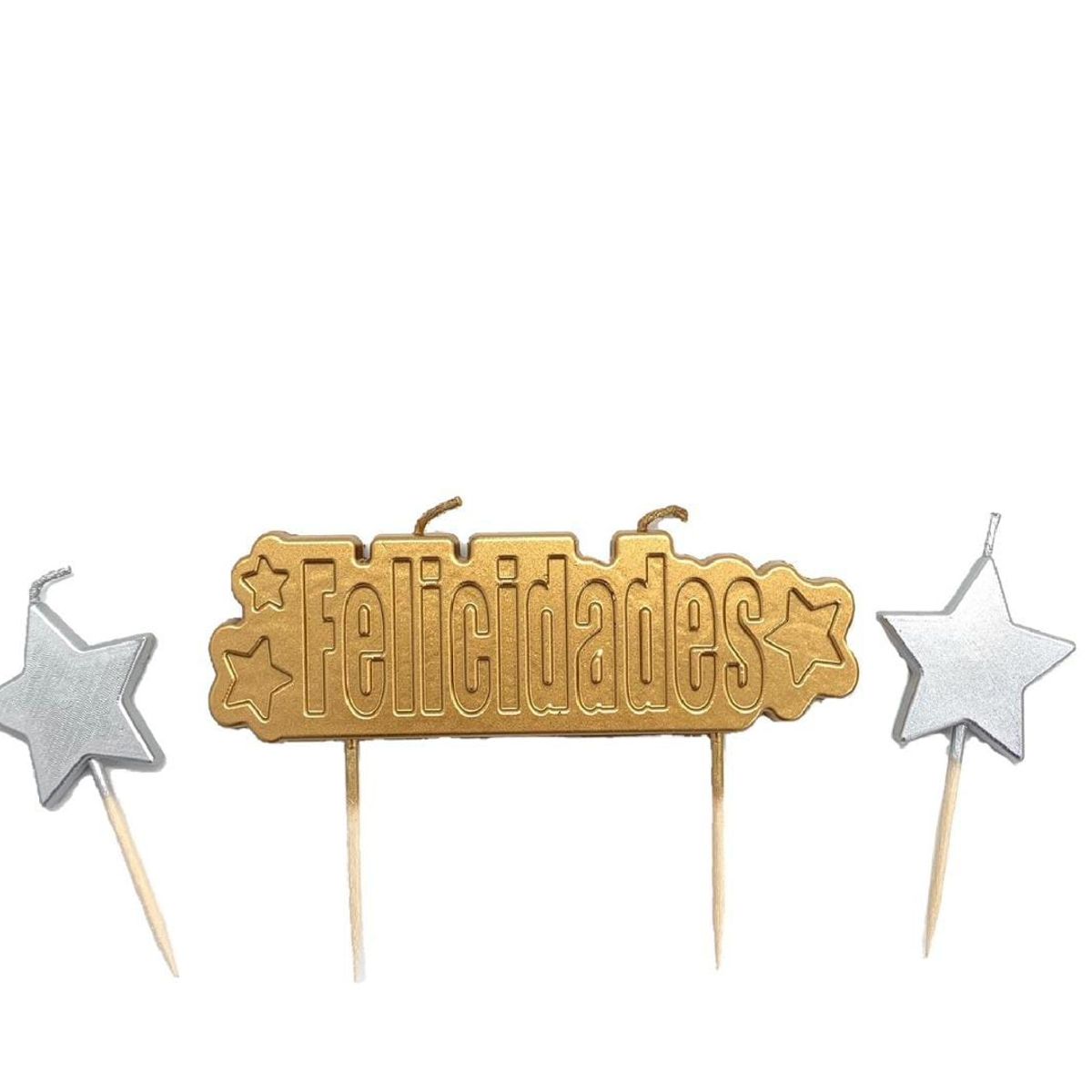 GENERICO - VELA FELICIDADES DORADO X1 UNI