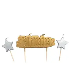 GENERICO - VELA FELICIDADES DORADO X1 UNI