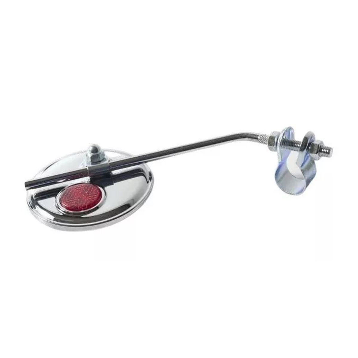 GENERICO - Espejo Redondo Cromado Para Bicicleta O Moto Con Reflector