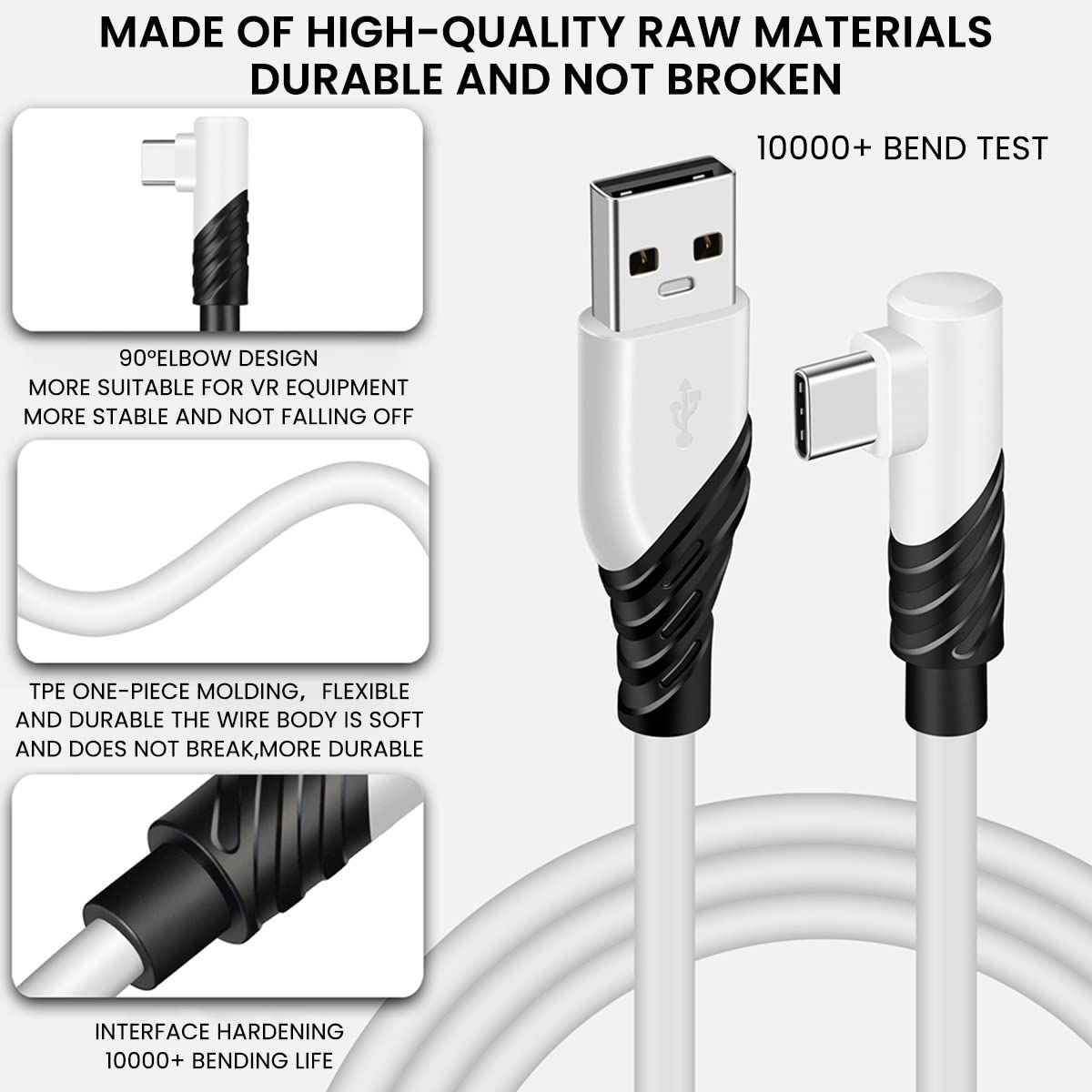 KUANGYE - Cable Para Oculus Quest Vr Usb-c A 3.2 - 5gps - 5mt