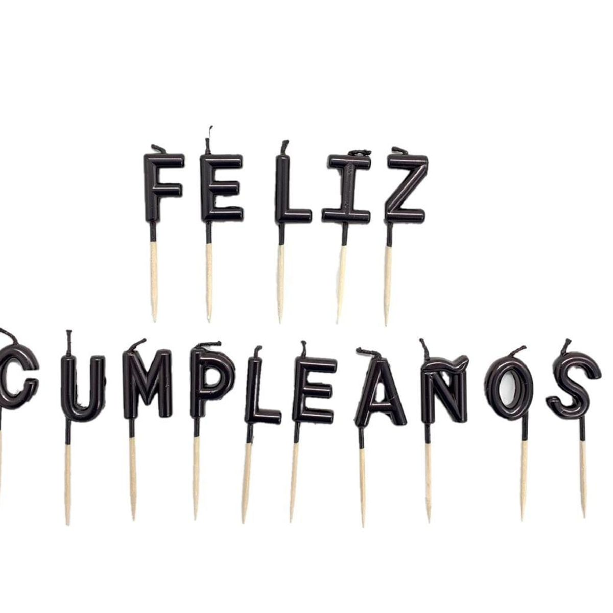 GENERICO - VELA FELIZ CUMPLEANOS NEGRO X1 UNI