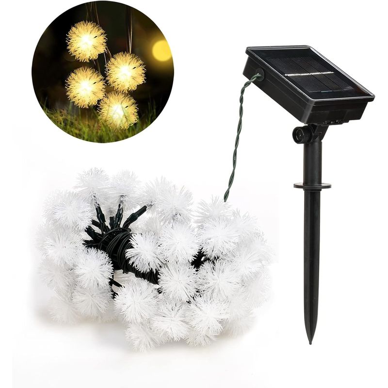 GENERICO - GUIRNALDA SOLAR POMPOM CALIDA 6.5 MTS 30 L