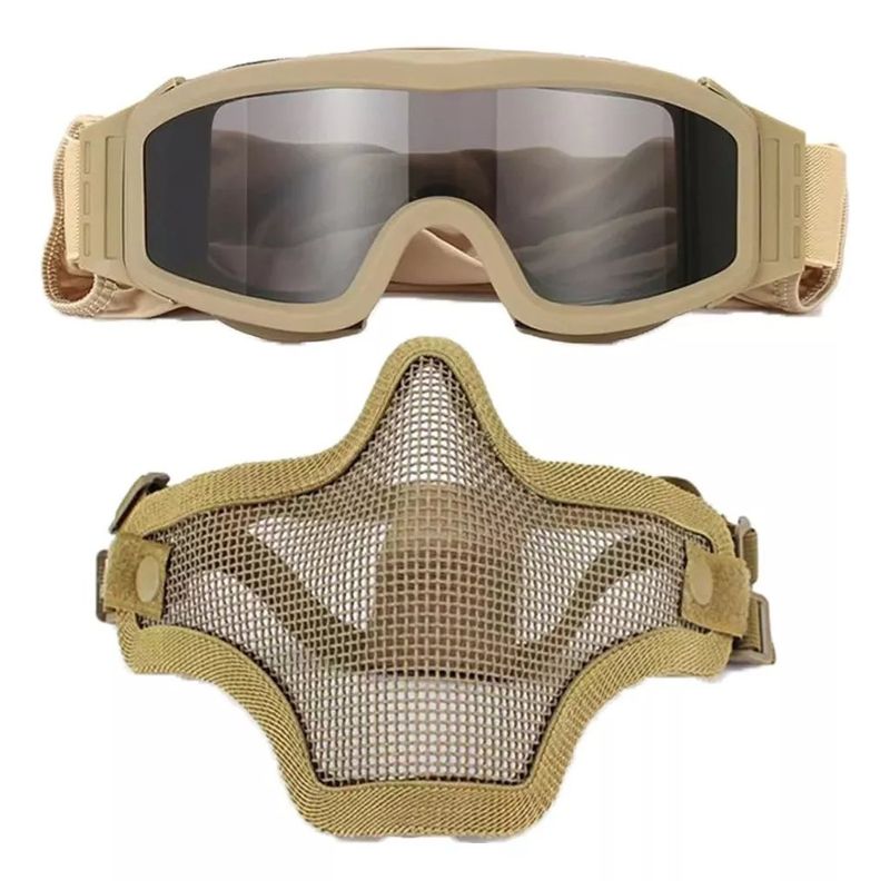 KUANGYE - Pack Antiparra Airsoft 3micas + Mascara Media Cara Paintball