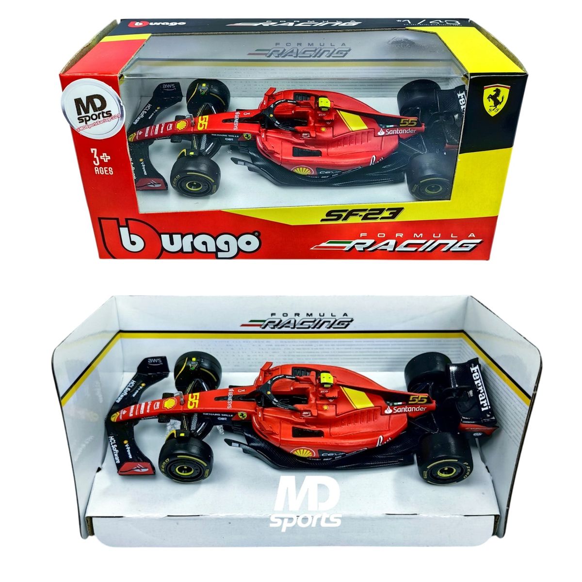BBURAGO - Auto F1 Ferrari SF-23 Monza 2023 #55 Sainz Caja Normal 1:43