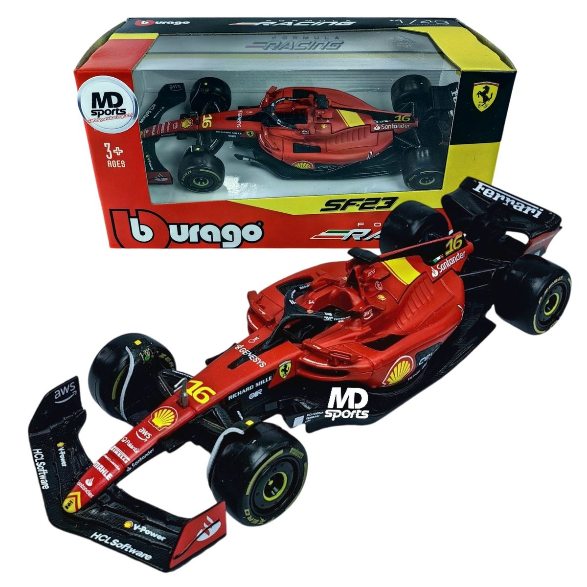 BBURAGO - Auto F1 Ferrari SF-23 Monza 2023  Leclerc Caja Normal 1:43