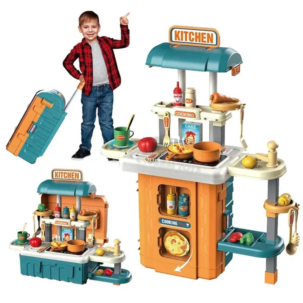 GENERICO - Maleta Juguete 2 en 1: Cocina Móvil de Niño