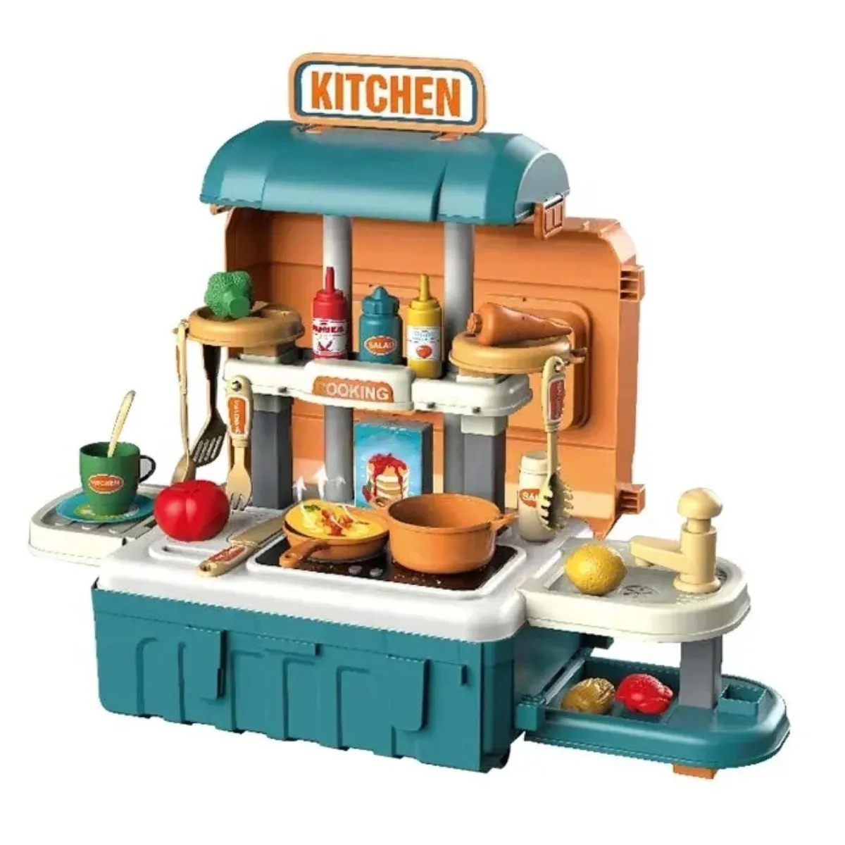 GENERICO - Maleta Juguete 2 en 1: Cocina Móvil de Niño
