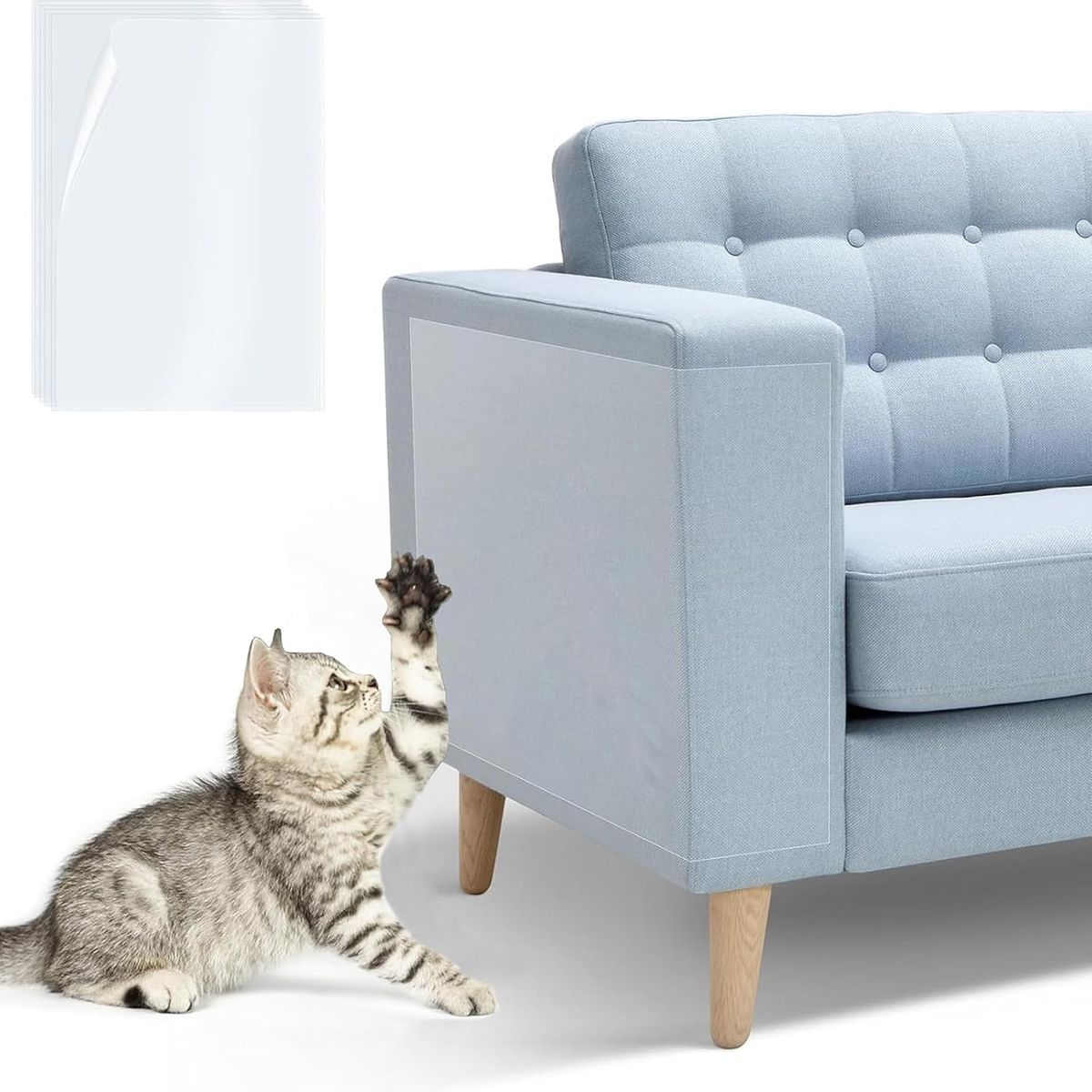 KUANGYE - Set 12 Hojas Protector Muebles Cinta Antiarañazos Gato