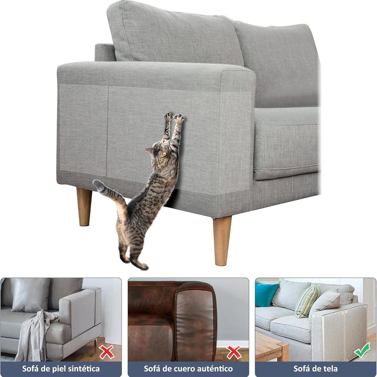 KUANGYE - Set 12 Hojas Protector Muebles Cinta Antiarañazos Gato