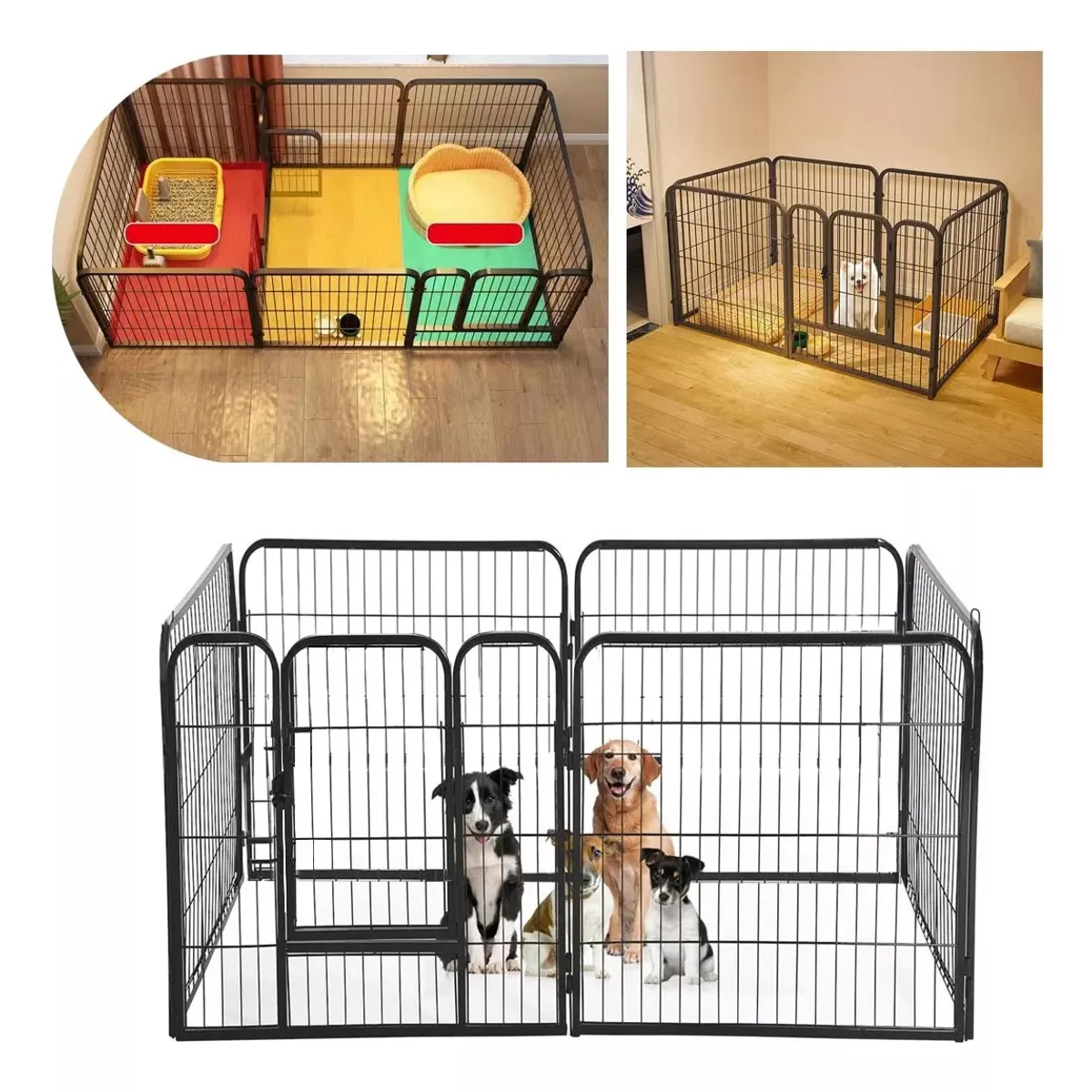 KUANGYE - Jaula Mascota Corral Metal Para Perro Gato Conejos 120×60cm