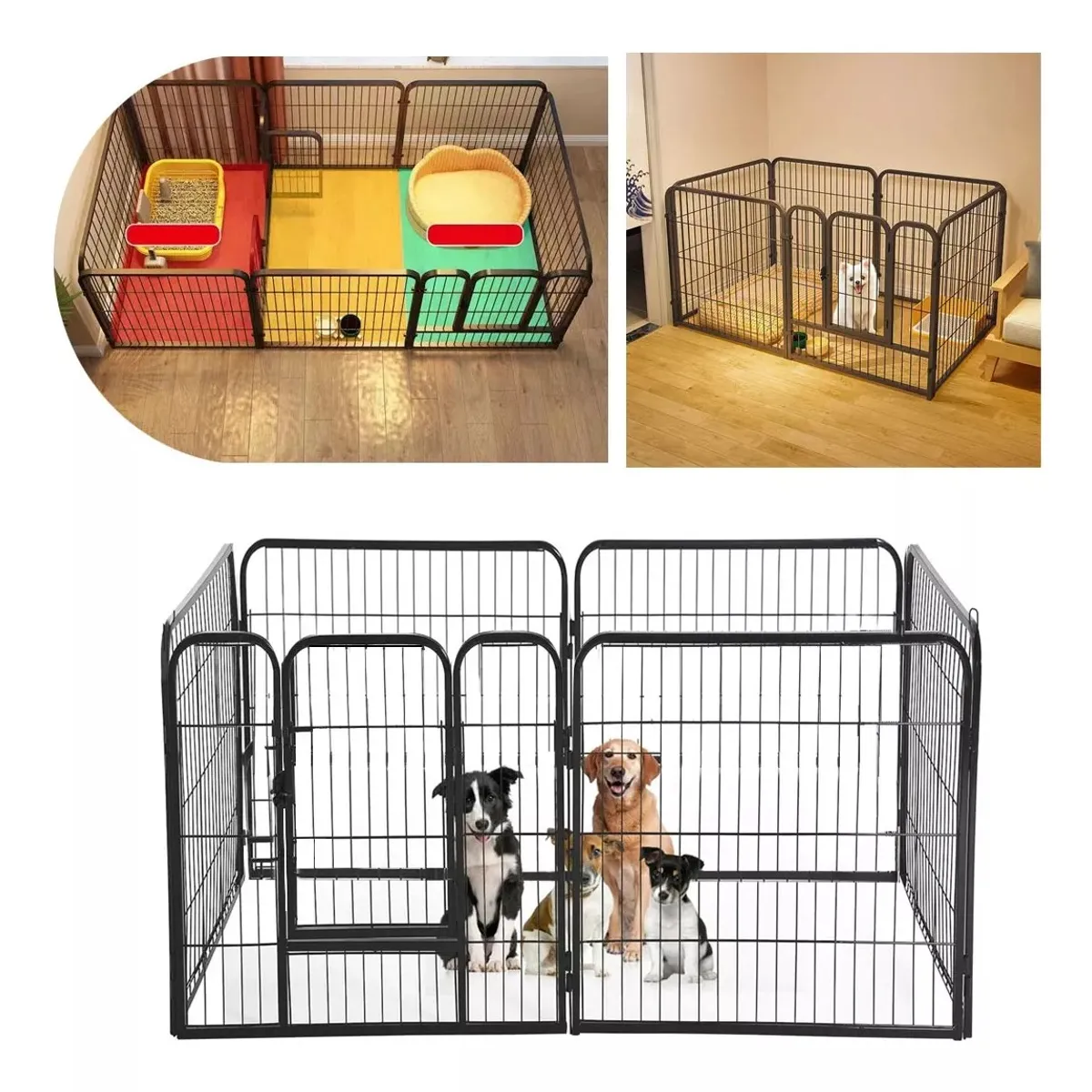 KUANGYE - Jaula Mascota Corral Metal Para Perro Gato Conejos 120×60cm