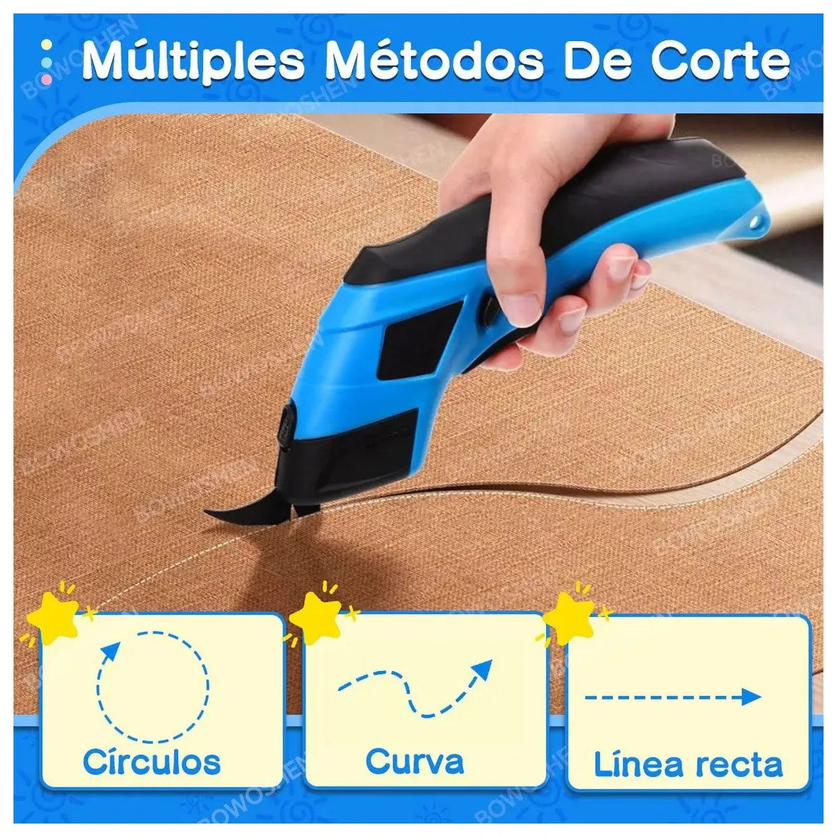 TNAKIEX - Tijera Eléctrica Inalambrica Cortadora De Telas Con 3 Cuchillas