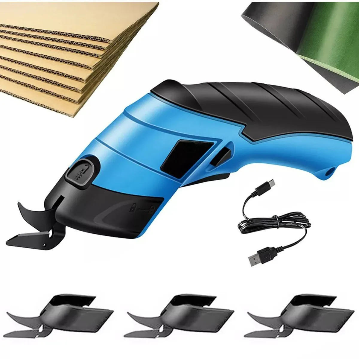 TNAKIEX - Tijera Eléctrica Inalambrica Cortadora De Telas Con 3 Cuchillas