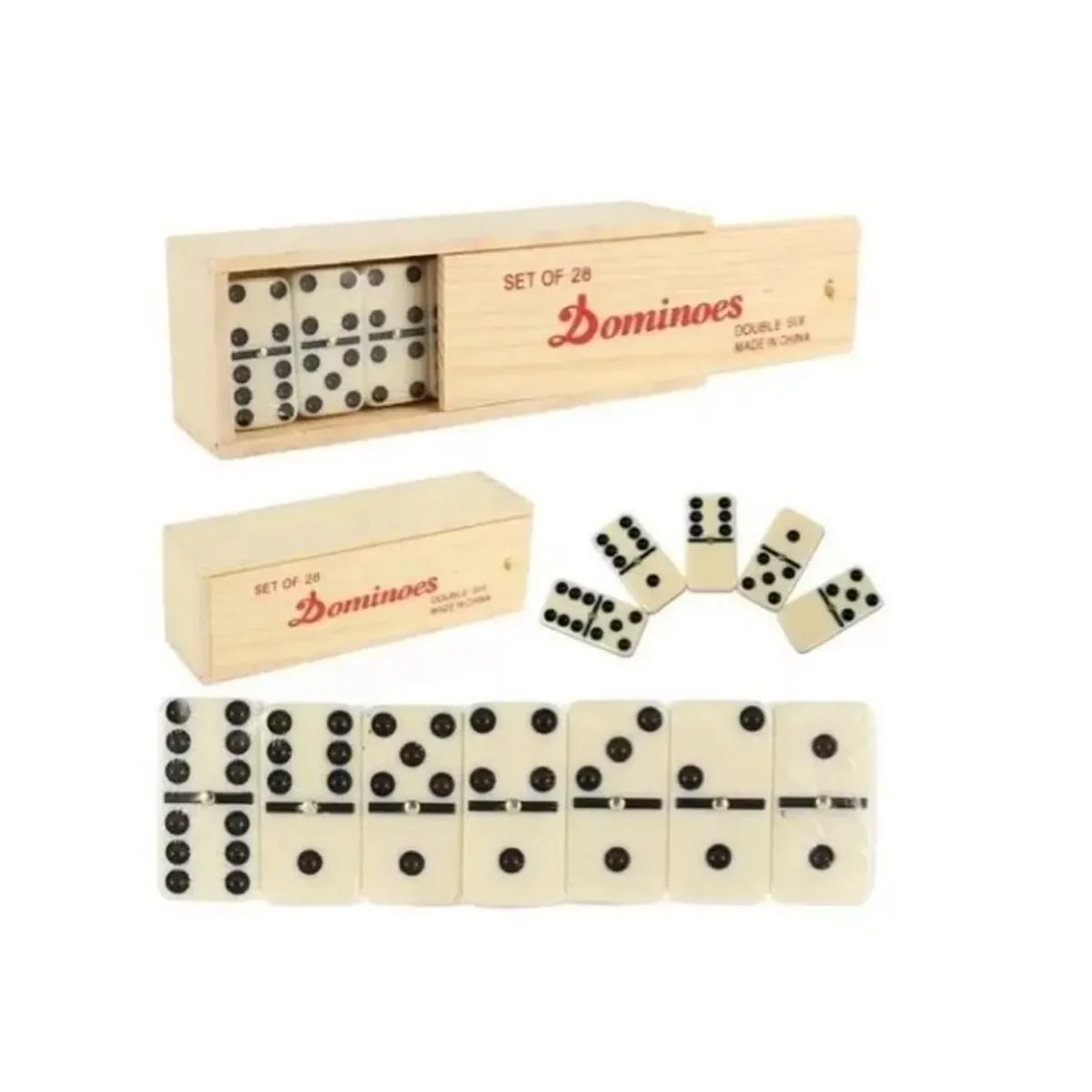 GENERICO - Juego De Mesa Domino Caja Firme De Madera Beige