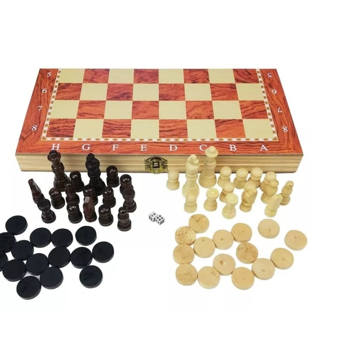 GENERICO - Ajedrez Grande Madera 39cms Tablero Damas Backgammon 3 En 1