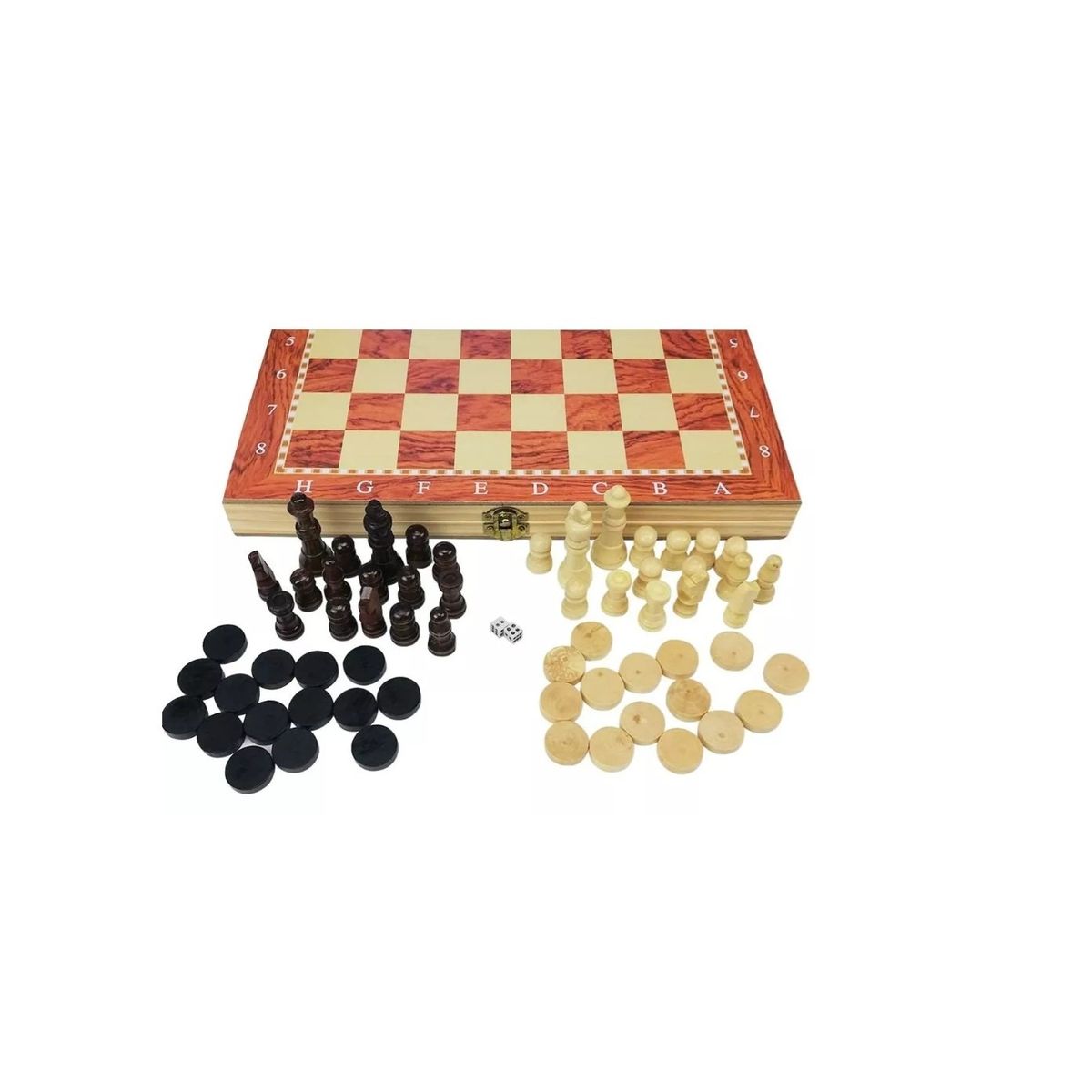 GENERICO - Ajedrez Grande Madera 39cms Tablero Damas Backgammon 3 En 1