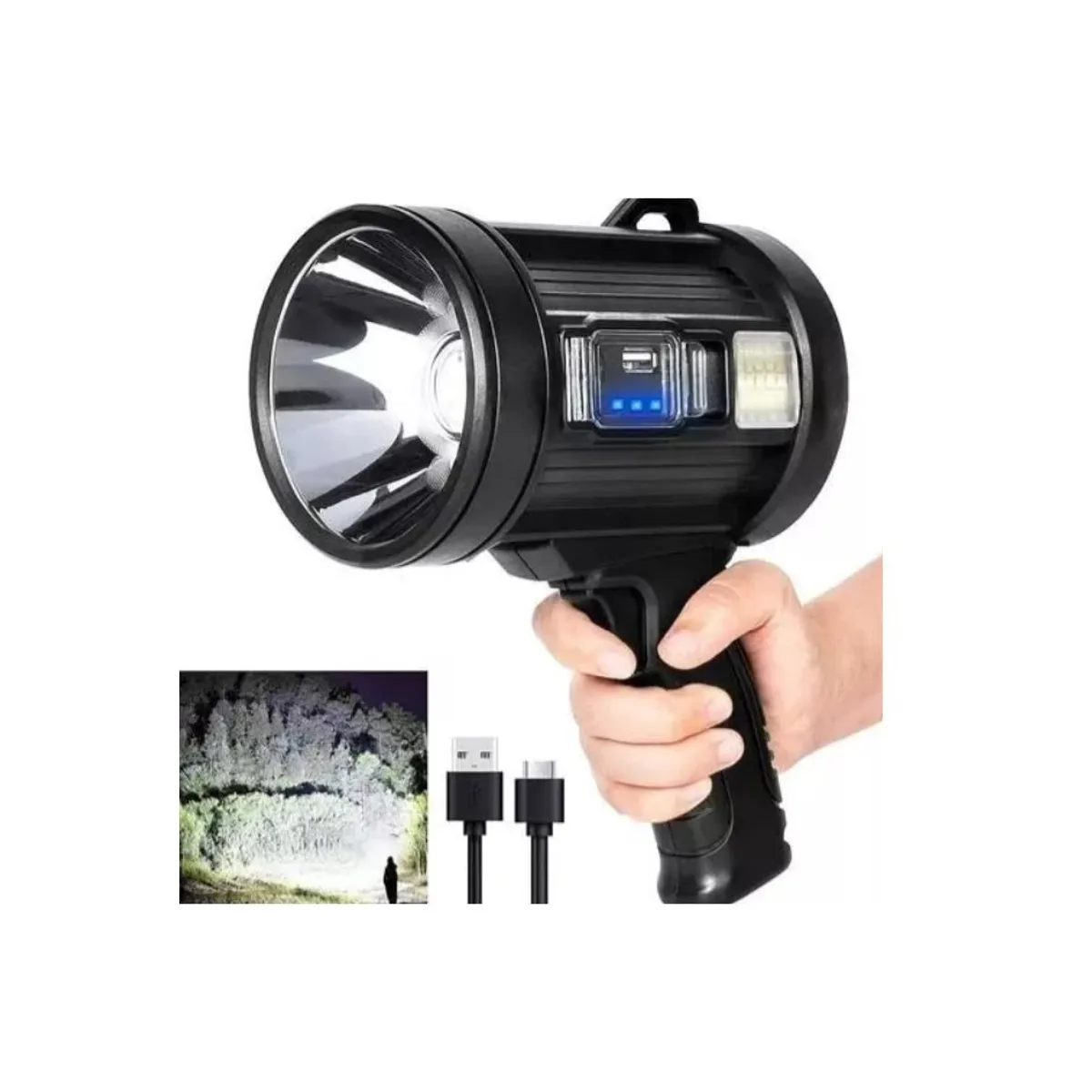 GENERICO - Foco Linterna Led Recargable 90.000 Lumenes 3 Modos Solar