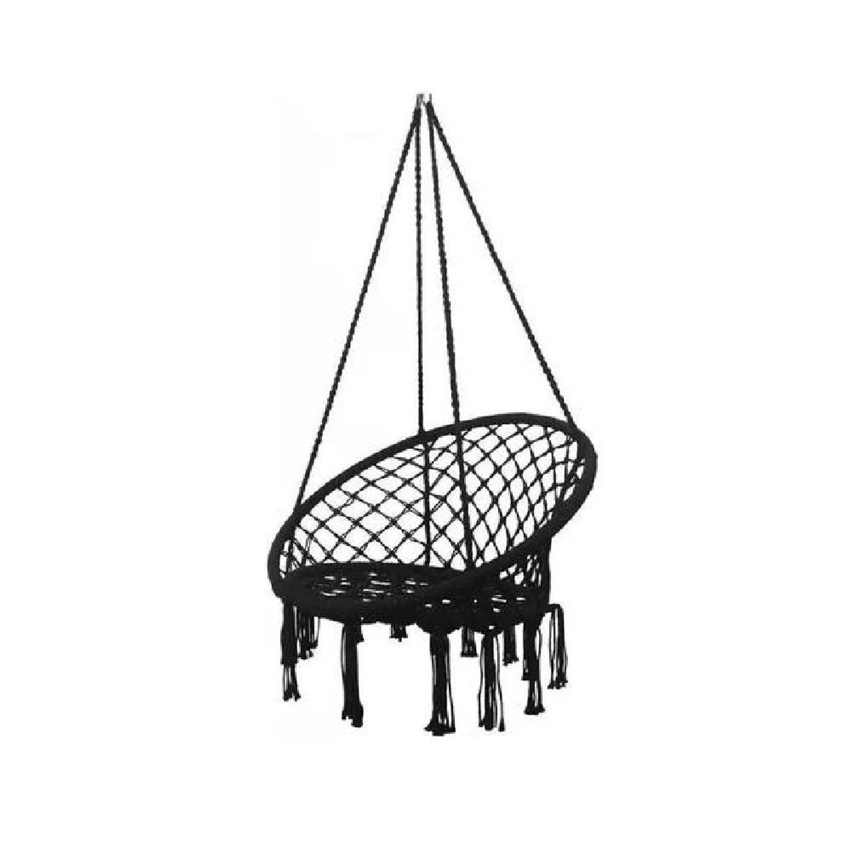 GENERICO - Hamaca silla colgante redonda interior exterior macramé negro
