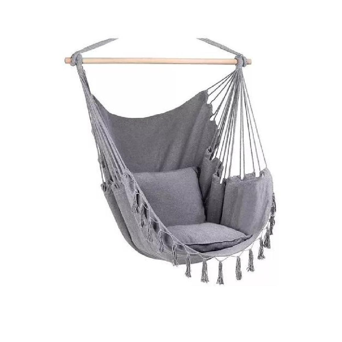 GENERICO - Silla hamaca con palo para interior y exteriores gris