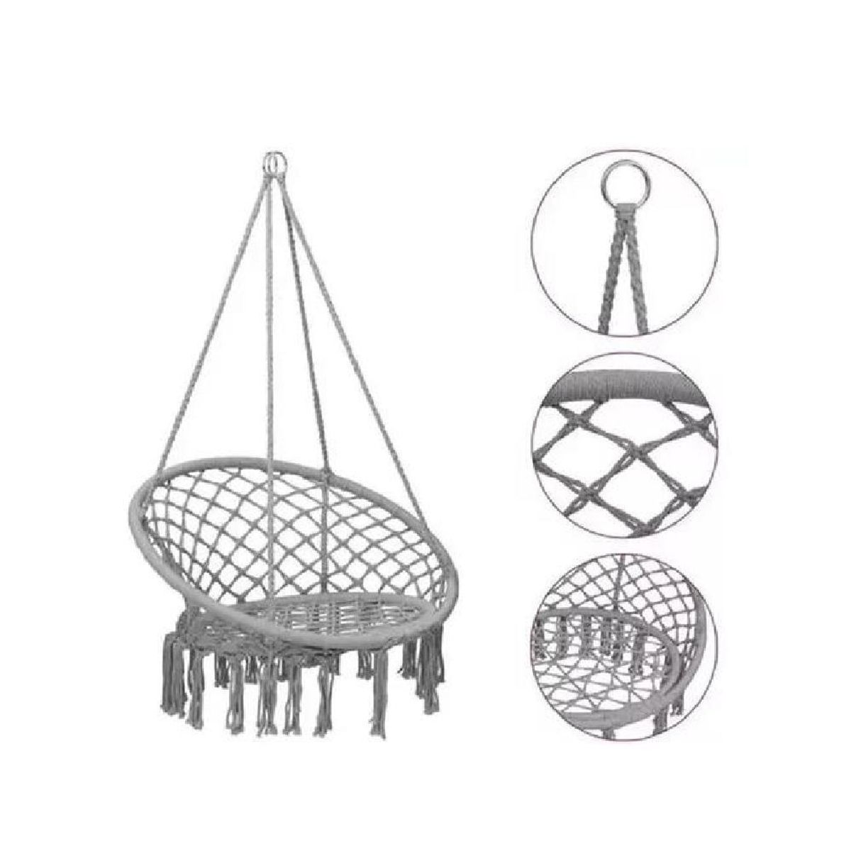 GENERICO - Silla hamaca colgante para terraza o jardín color gris