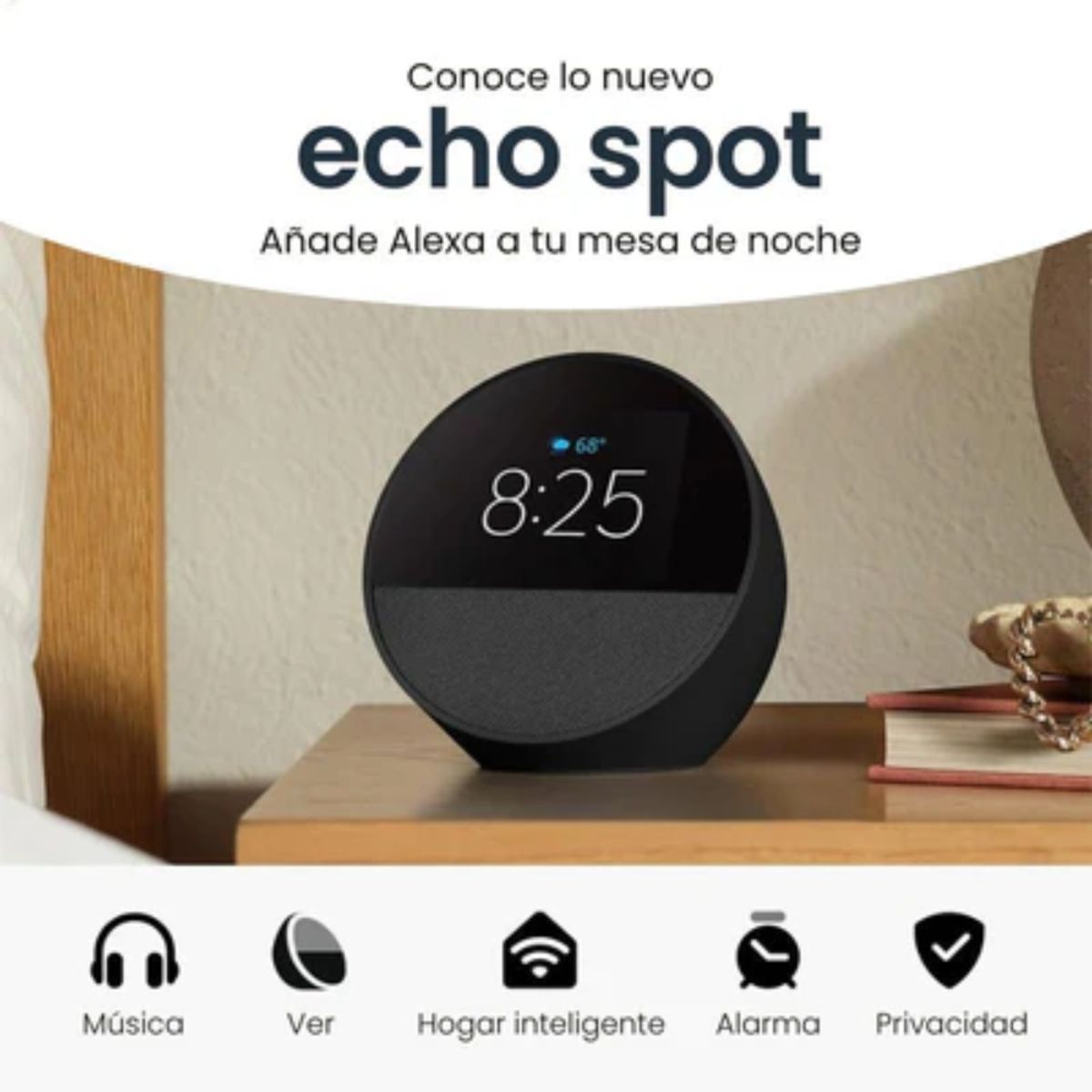 AMAZON - ECHO SPOT 2024 RELEASE SMART ALARM CLOCK VIBRANT SOUND + A