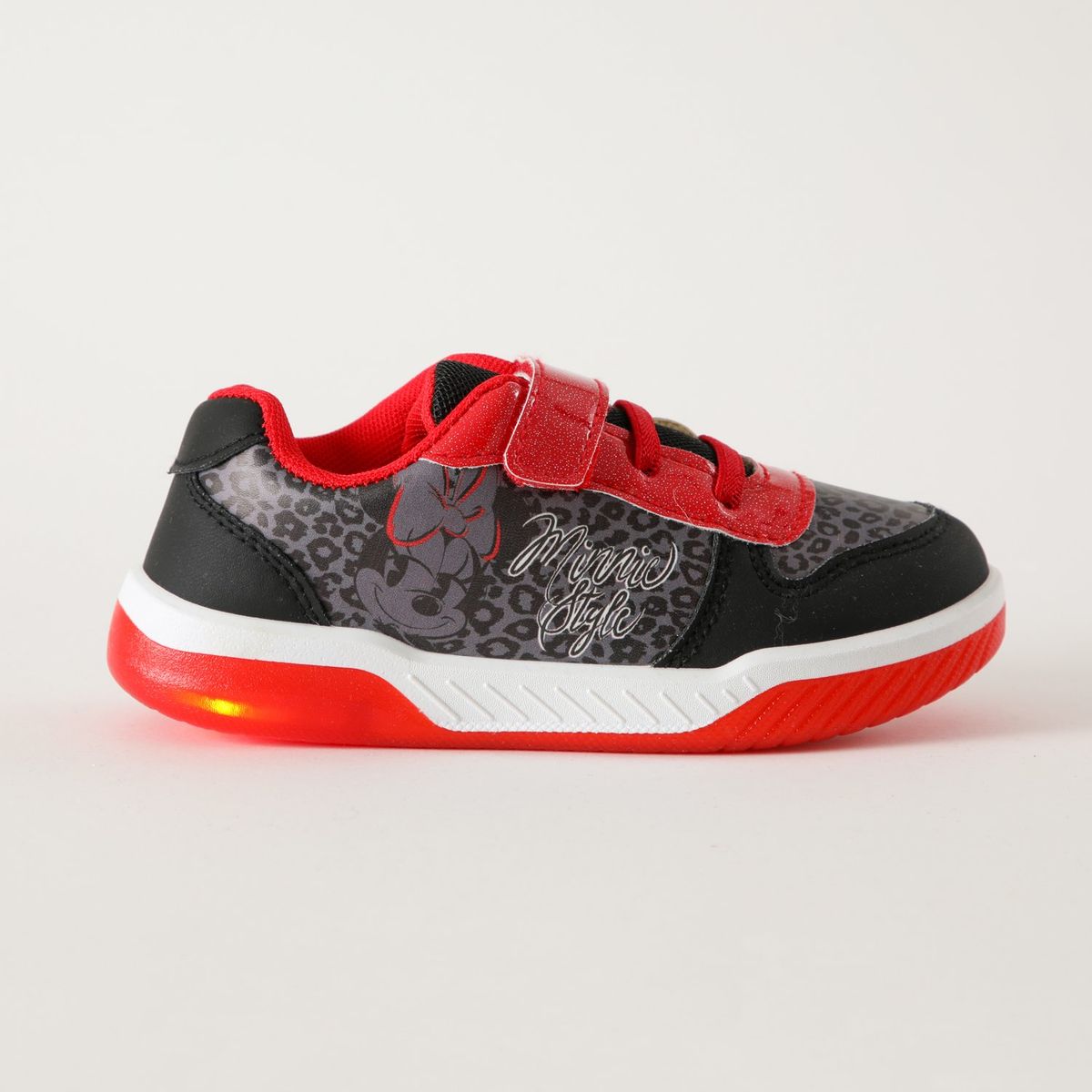 DISNEY - Zapatillas Con Luces Niña Full Print Minnie Negro Disney