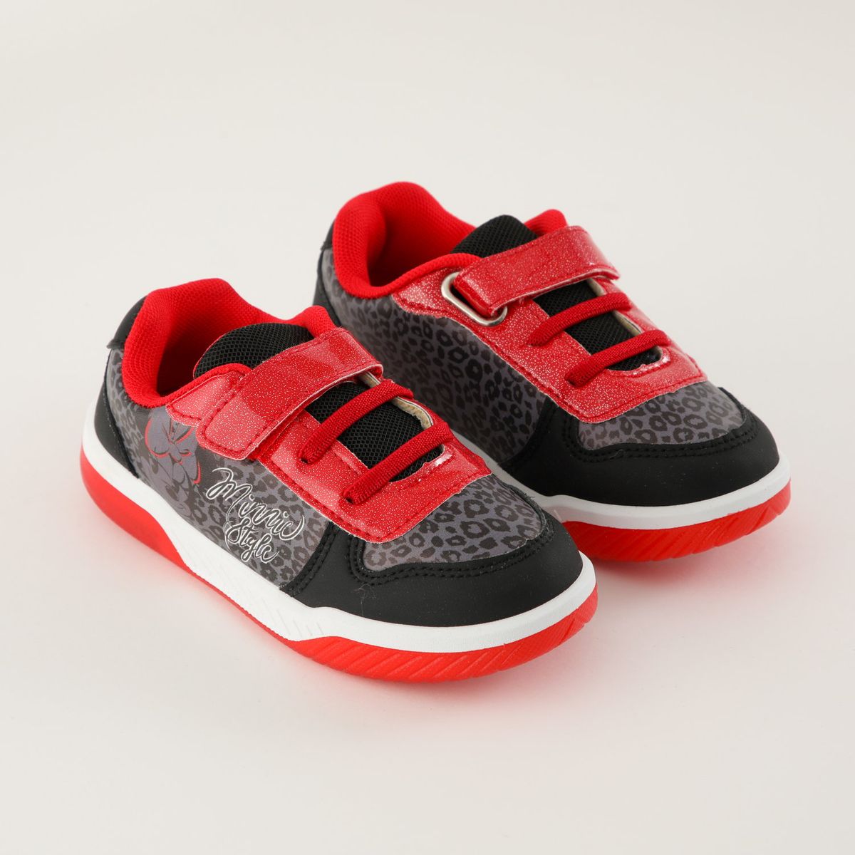 DISNEY - Zapatillas Con Luces Niña Full Print Minnie Negro Disney