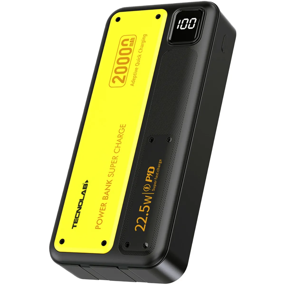 TECNOLAB - Power Bank 20000mAh 225W Pantalla LED NegroAmarillo - SC