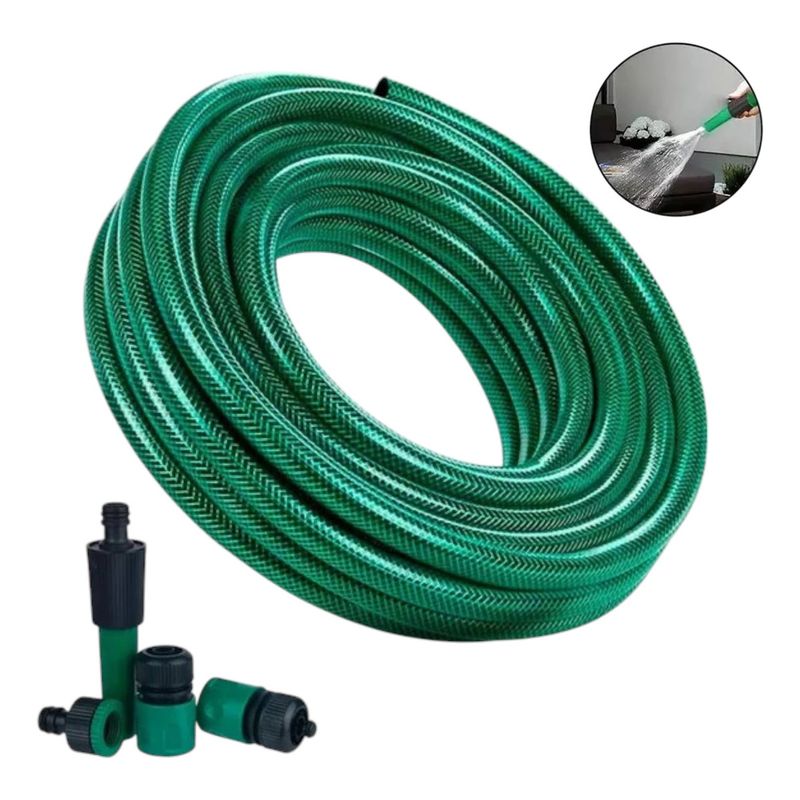 GENERICO - Manguera Jardin Reforzada 30 Metros 12 Pulgadas + Acoples