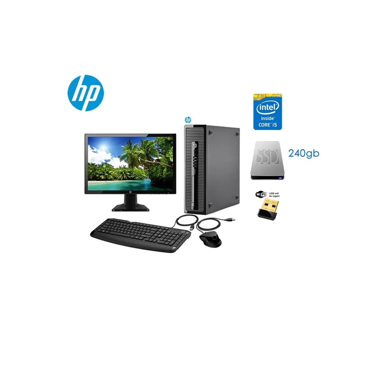 HP - Computador Hp Prodesk 400 G1, Intel Core i5, 8gb SSD 120, Monitor 19 pulgadas