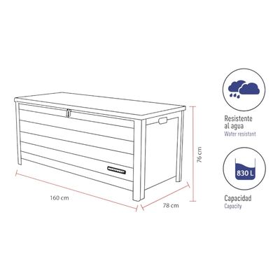 Imagen 2 del producto Baúl Bodega Caja Almacenaje 830L Gris
