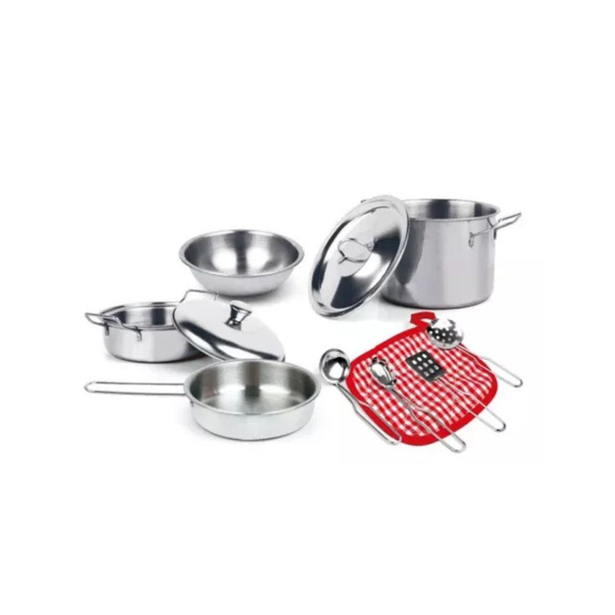 GENERICO - Set De Ollas Utensilios Metálicos Juguete Para Niñas 11pcs