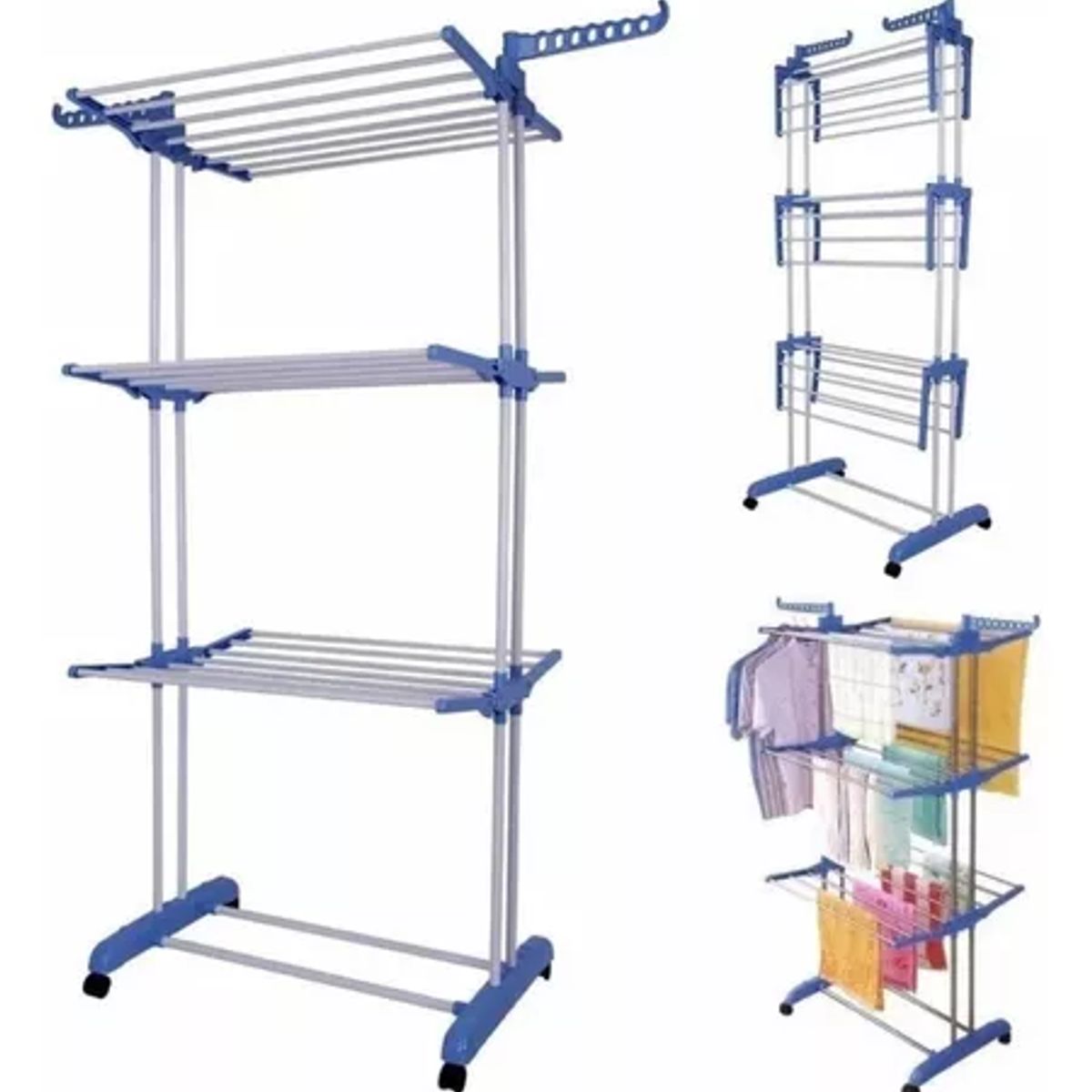 GENERICO - Tendedero Organizador Colgador Ropa Plegable 3 Niveles