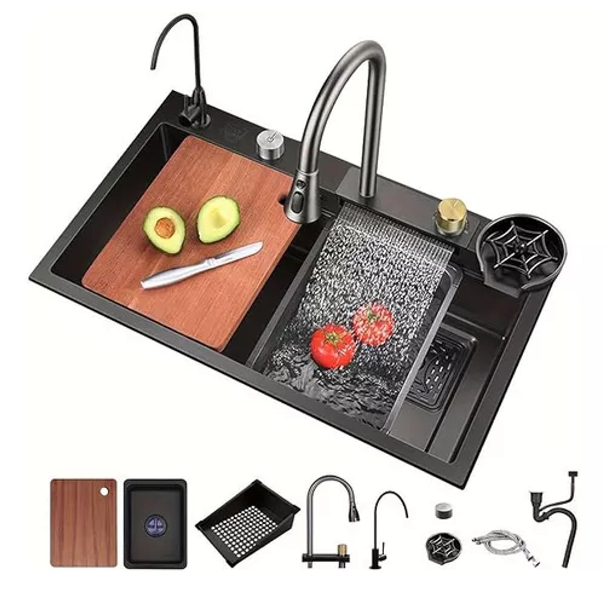 GENERICO - Lavaplatos Fregadero De Cocina Con Grifo Extraible Fregadero