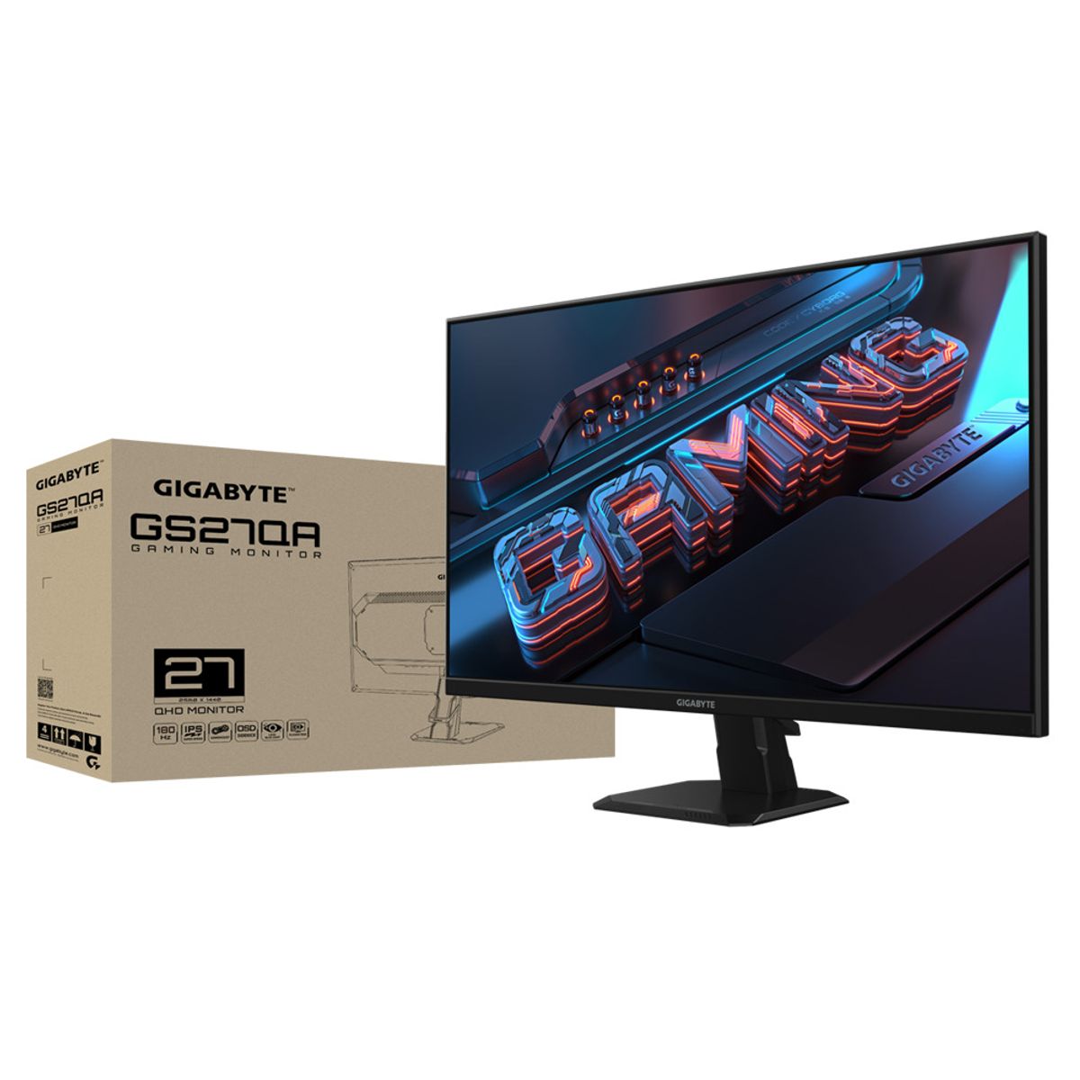 GIGABYTE - Monitor Gamer Gigabyte GS27QA 27 QHD IPS 180Hz 2560x1440 HDR