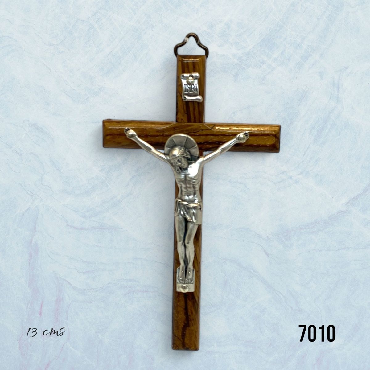 GENERICO - Crucifijo Italiano de Madera Cuerpo en Metal 13 cms