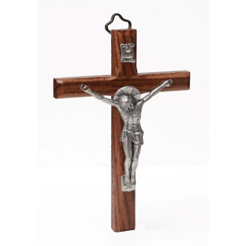 GENERICO - Crucifijo Italiano de Madera Cuerpo en Metal 13 cms