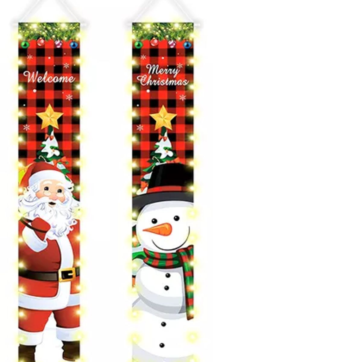 GENERICO - Pancartas De Navidad Papá Noel Coraciones Navideñas El Par