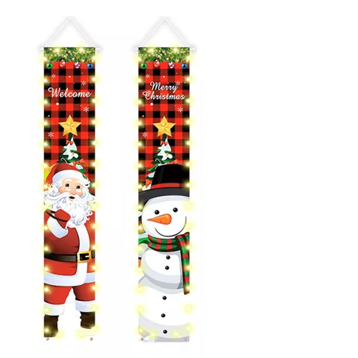 GENERICO - Pancartas De Navidad Papá Noel Coraciones Navideñas El Par