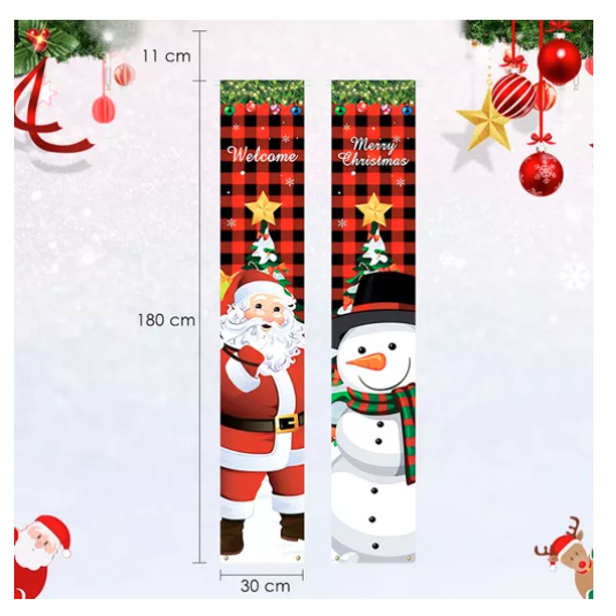 GENERICO - Pancartas De Navidad Papá Noel Coraciones Navideñas El Par