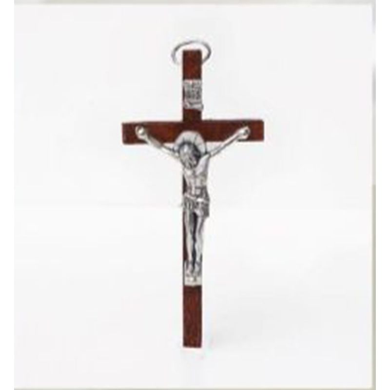 GENERICO - Crucifijo Italiano de Madera Cuerpo en Metal 8 cms